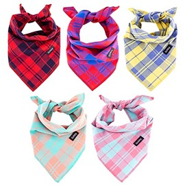 Bandanas de Navidad para perro, 5 unidades, regalo de cumpleaños, bandana para cachorros, colores vibrantes, impresión a cuadros, bufanda ajustable para perro, accesorios para perros grandes y extragrandes