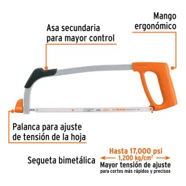 Arco Profesional Tubular Para Segueta 12', Truper, 10234