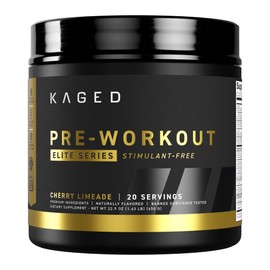 Kaged Kaged Pre Workout Powder Pre-Workout Elite Stim-Free for Men & Women, Power, Stamina, Focus, Pumps, L-Citrulline, Beta Alanine, Creatine, Caffeine-Free, Cherry Limeade, 20 Servings