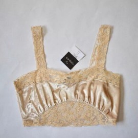 Topshop Women's TOPSHOP Croptop Velvet Lace Bralette Nude Size 8