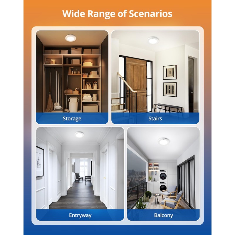 wowatt 2Pcs Motion Sensor Ceiling Light Wired, 3000K/4000K/6000K Selectable Motion