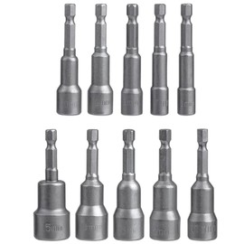 Gasea10pcs Magnetic Hexagon Socket, 6-15mm Nut Setter Driver Drill Bit Set, 1/4 inch Hex Shank Metric Nut Driver Set