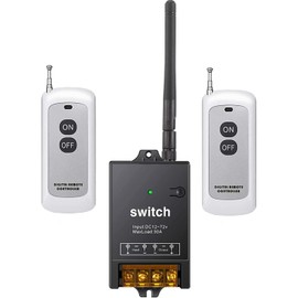 Meskliu 12V Remote Control Switch,DC 12V/24V/48V/72V/40A Relay,984FT Long Range Wireless RF ON/Off Switch for Anti-Theft Alarms,Lighting,Golf,Motor