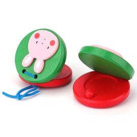 Foraineam 16 Pieces Finger Castanets, Wooden Mini Castanet Musical Instrument, Lovely Cute Animal Pattern Castanet