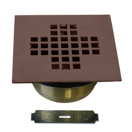 Westbrass 2" Brass Shower Drain with 4-1/4" Square Cover, Oil Rubbed Bronze, D206BS-12