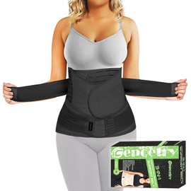Gepoetry 3 in 1 Postpartum Belly Band Wrap Support Recovery Girdles Abdominer Binder Post Surgery Belly&Waist&Pelvis Support Belt & Back Brace(Black, Small/Medium)