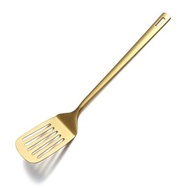 Gold Spatulas, Berglander Slotted Turner Titanium Gold Plating, Metal Spatulas Turner For Cooking, Kitchen Spatulas Barbecue Spatulas, Dishwasher Safe, Easy to Clean