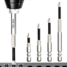 4 PCS Screwdriver Bit Set, Non-slip Magnetic Electric Screwdriver Set, Anti-impact Alloy Steel Screwdriver Bit Set for Impact Driver, 50/60/70/100 mm