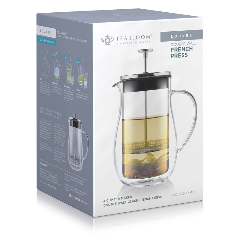 Teabloom Louvre Insulated Glass Tea Press - 34 OZ (4