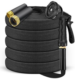 KUAGINZUHE 25ft Non-Expanding Garden Hose with 10-Pattern Nozzle - Lightweight, Kink-Free for Lawn, Car Wash & Outdoor Use