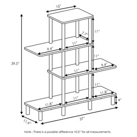 Furinno Turn-N-Tube 4-Tier Design Display Rack, French Oak Grey/Black