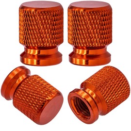 MEAJOO 4PCS Tire Valve Stem Caps, Anodized Aluminum Wheel Valve Covers Accessories, Corrosion Resistant Leak-Proof, Universal for Cars, SUVs, Bikes, Trucks and Motorcycles (Orange)