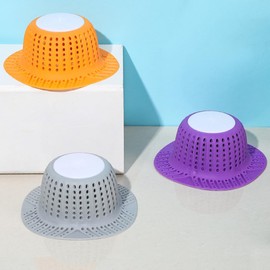 Bathtub Drain Hair Catcher, Silicone Collapsible Bathtub Drain Cover Hair Catcher & Protector for Pop-Up & Regular Drains of Shower, Bathtub, Tub, Bathroom, Sink, 3 Pack （Gray, Orange, Purple）
