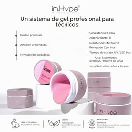 IN.HYPE UV/LED - Gel constructor duro para extensión de uñas/fortalecimiento beige #7 Gel UV de color esculpido.