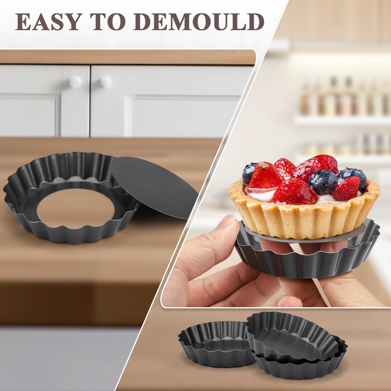 6 PCS Ø 10 cm Mini Tart Tins, 10×2 cm