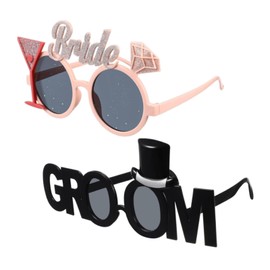 [seimeinoki] 2pcs Groom Bride Glasses Sunglasses Decoration Funky Plastic Wedding Props Photo Hen Party Bachelorette Bachelor Party Funny Decoration