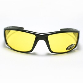 Mens Choppers Sunglasses Biker Motorcycle Logos Cross All Black Yellow Lens