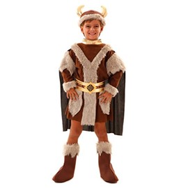 EUROCARNAVALES Pompöses Wikinger-Kinderkostüm für Jungen Karnevals-Verkleidung braun - Braun