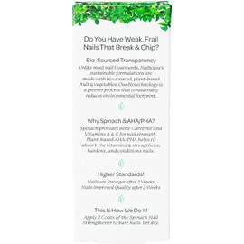 Nailtopia Spinach Nail Strengthener - Revitalizing Nail Strengthener Treatment for Stronger Nails - Growth Serum for Damaged, Thin, Cracked Nails - Vitamin Infused, Bio Sourced, and Vegan - 0.41 oz