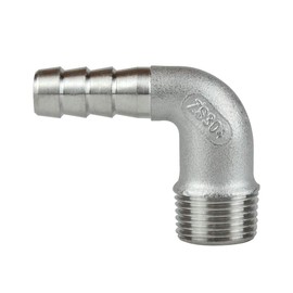 Quickun 304 Stainless Steel Hose Barb Fitting Elbow, 3/8" Barb x 1/4" Male 90 Degree Barbed Pipe Fitting for Water/Fuel/Air