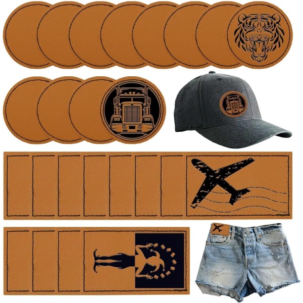 IAXSEE 24 PCS Leather Patch Blank Adhesive Hat Patches for