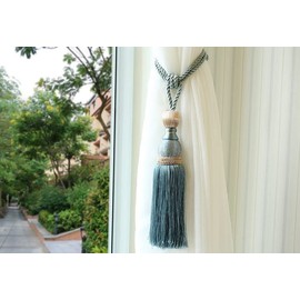[Set of 2] Curtain Tassel Tassel Tassel Large Size Tassels Interior Miscellaneous Goods Fastener (Light Blue)