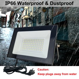 Hopelit LED Spotlight, 50 W LED Spotlight Outdoor Warm White Light, Super Bright LED Floodlight with Plug, IP66 Waterproof LED Outdoor Spotlight for Garage, Patio, Sports Field etc.