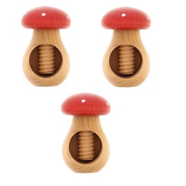 NEUSTANLO Nutcracker Set of 3 Toadstool Design in Red Solid Beech Wood Screw Thread Classic Charm Ideal for Walnuts and Hazelnuts