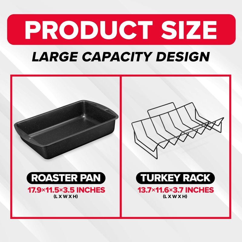 BAKKEN Nonstick Turkey Roasting Pan with Rack – 17 X