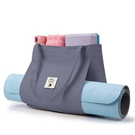 Yoga Bags for Women with Yoga Mats Bags Carrier Carryall Canvas Tote for Pilates Shoulder for Travel Office Beach Workout (Gray)