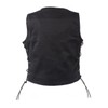 Womens Black Denim Motorcycle Vest with Side Laces Gun Pockets