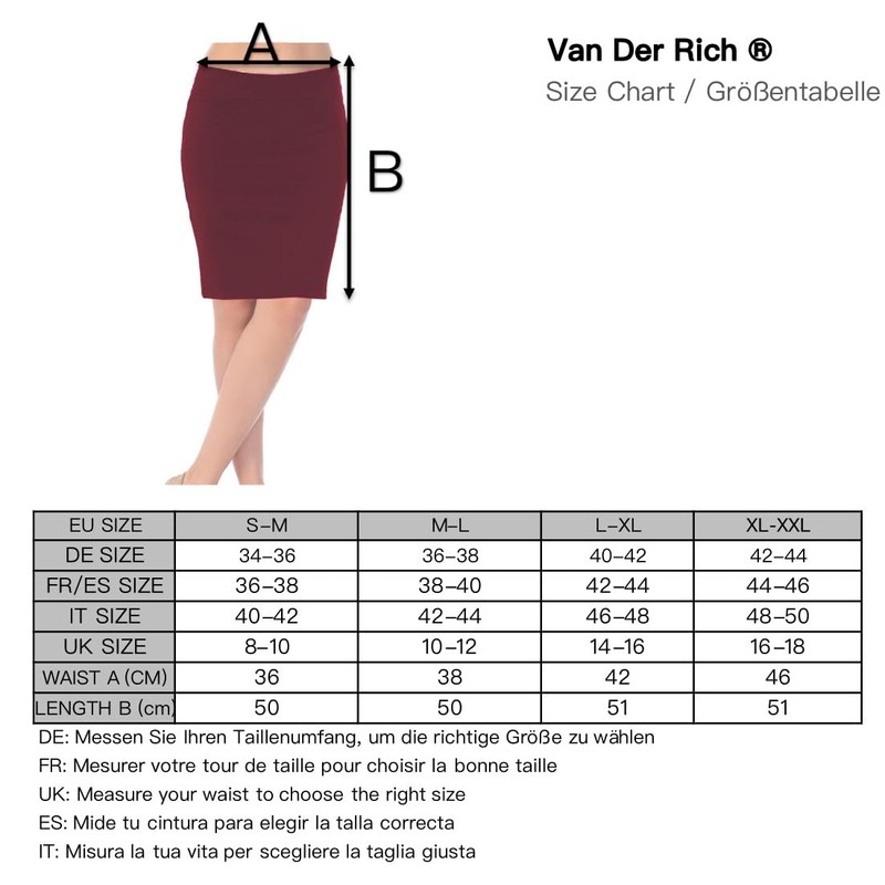 Van Der Rich ® - Kurzer, Enger Rock Gummizug in