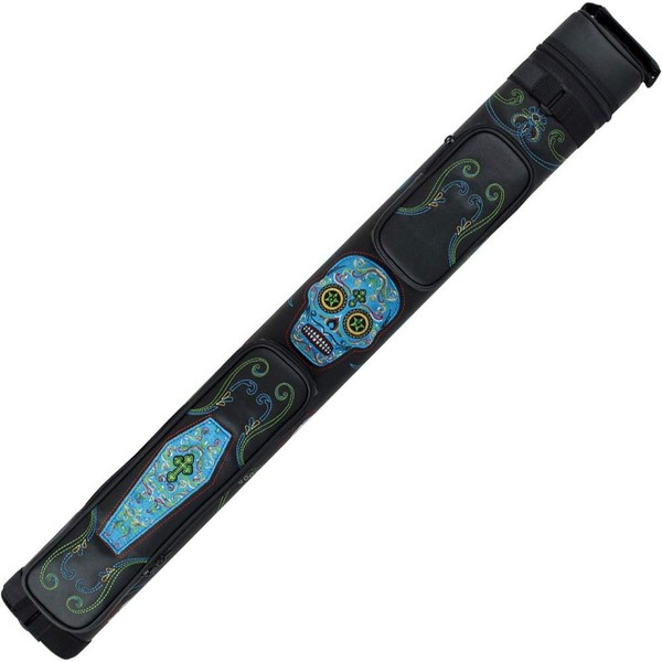 ACTION Calavera CALC22A Sugar Skull 2x2 Pool/Billiard Cue Case Black