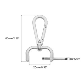 QUARKZMAN Pack of 4 Swivel Carabiner Hooks, 25 mm (1 Inch) D-Ring Removable Metal Snap Hook with Screwdriver for Making Purses and Keychains, Silver