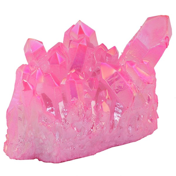 SUNYIK Hot Pink Titanium Coated Crystal Cluster,Quartz Drusy Geode Gemstone Specimen(0.2-0.3lb)
