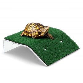CAPASTEC Turtle Basking Platform Simulation Grass, Turtle Resting Basking Dock Decoration, Natural Reptile Ramp for Turtle Habitat, Green
