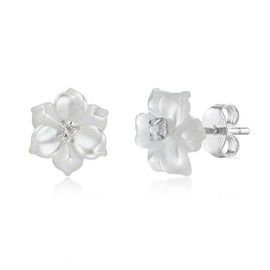 Schöner-SD Stud Earrings Flower Mother of Pearl 925 Silver, 925 silver, mother of pearl