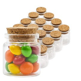 AVELLIM Botellas de vidrio pequeñas de 20 ml (0.7 oz) con tapas de corcho, pequeños frascos para recuerdos de bodas, y de Baby Shower, decoraciones fiestas, manualidades y proyectos de bricolaje, juego de 16