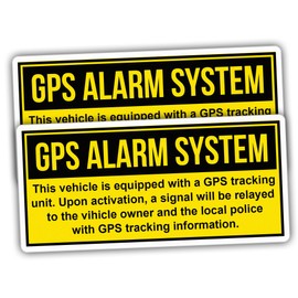 (2pcs) Alarm System Stickers This Vehicle is Equipped with A Tracking Unit Yellow Stickers Vinyl Size 5x2.35in