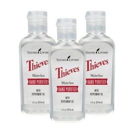 Young Living Thieves Waterless Hand Purifier with Peppermint Oil | 1 oz | Convenient, Refreshing, and Gentle Cleanser for Soft Hands | 3 Pack