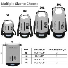 Waterproof Dry Bag,Dry Sack 5L/10L/20L/30L with Phone Pouch Waterproof Backpack for Outdoor Water Sports Boating Hiking Kayaking Canoeing Fishing