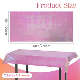 1 piece Pink Iridescent Party Decorations 40" x 108" Holographic Tablecloth Valentine's Day Decor Shiny Plastic Table Cloth For Parties Baby Shower Bachelorette Princess Birthday Party Supplies