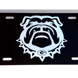 Unbranded Georgia Bulldogs Fan Laser Engraved License Plate Matte Black Metal Car Tag Gift