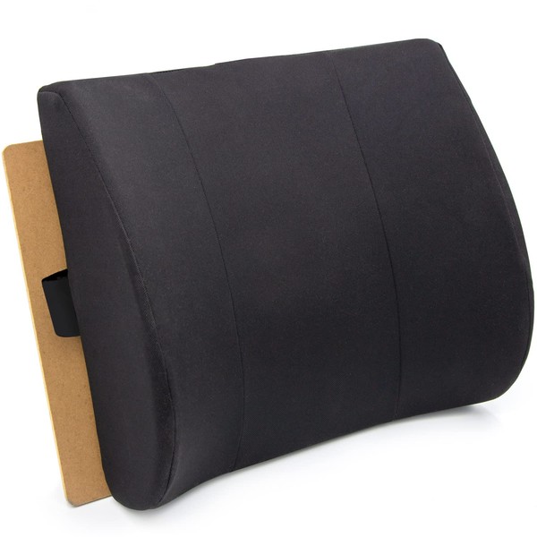 DMI Lumbar Support Pillow for Chair to Assist with Back Support with Removable Washable Cover and Firm Insert to Ease Lower Back Pain while Improving Posture,14 x 13 x 5,Contoured Foam,Elite,Black