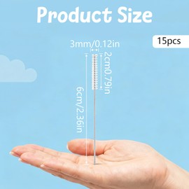 15Pcs Hearing Aid Cleaning Brush Kit, Extremely Fine Small Holes Cleaner, Reusable Vent Tube Cleaning Brush for Hearing Amplifiers Earbuds Headphones