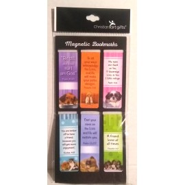 Christian Art Gifts NEW Christian Art Gifts 6 Pack of 2.5" Magnetic Bookmarks - Puppies & Scripture!