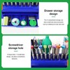 Screwdriver Case, Storage Tool Box with Drawer, 26 Holes, Multi-Functional