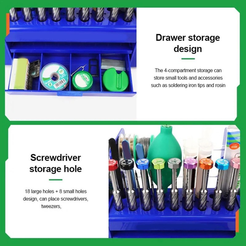 Screwdriver Case, Storage Tool Box with Drawer, 26 Holes, Multi-Functional