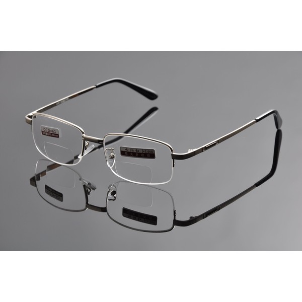 De Ding Metal Half Rim Bifocal Reading Glasses (silver, 3