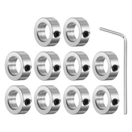HiPicco Set Screw Collars, 10 Pack 7.05mm Bore Shaft Lock Collars, 12mm OD, 5mm Width, Nickel-Plated Carbon Steel Landing Gear Stopper Wheel Collar, Includes Wrench